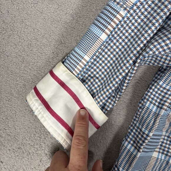 Robert Graham Shirt Men’s Size 2XL Houndstooth Plaid Flipcuff Mixed Media Luxury - Picture 14 of 16